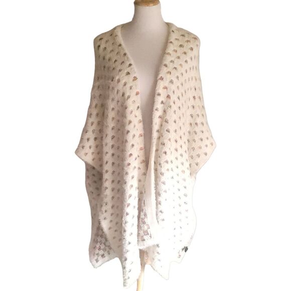 Anthropologie Akemi Kin Aurora rainbow Eyelash Wrap cardigan Kimono One Size - Picture 2 of 11